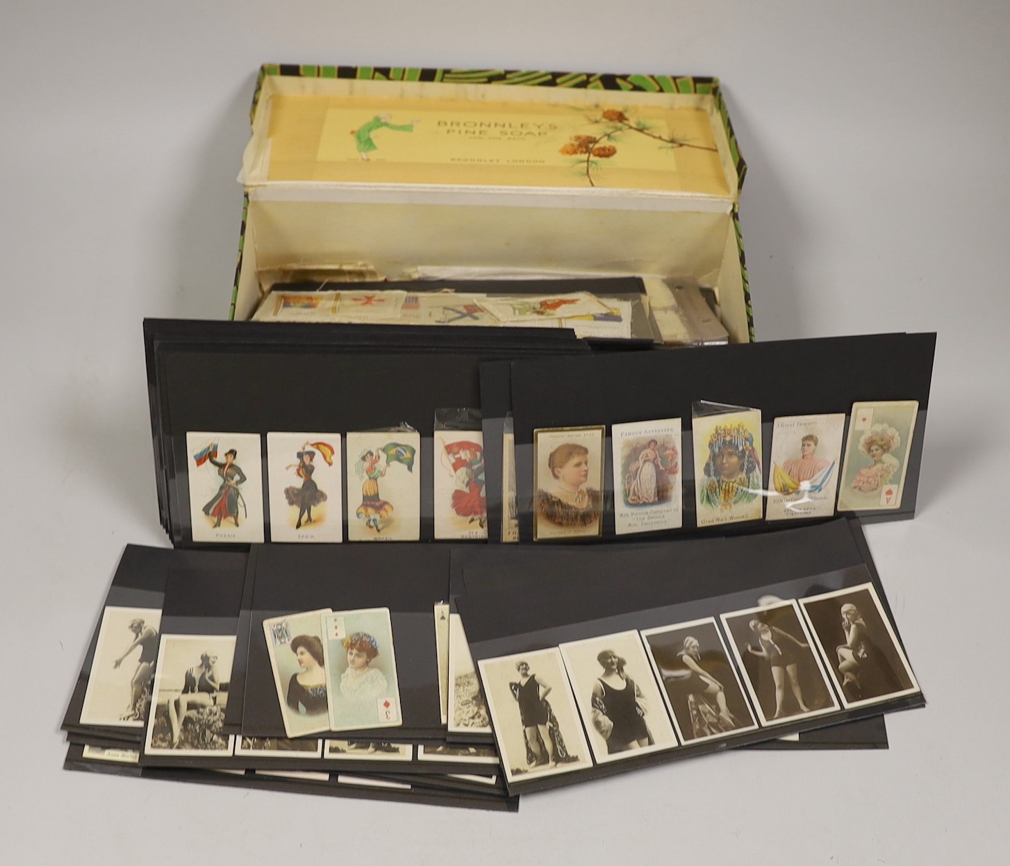 A collection of cigarette cards and silks; to include bathing beauties and stars of stage and screen from the 1920’s